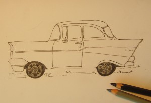 как нарисовать автомобиль карандашом