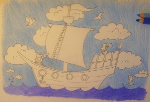 нарисовать кораблик ребенку