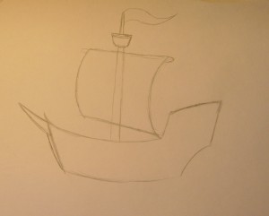 как нарисовать кораблик карандашом поэтапно для детей