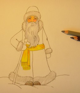 как нарисовать Деда Мороза карандашом поэтапно