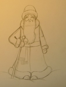 как нарисовать Деда Мороза карандашом