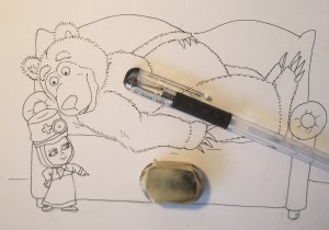 как нарисовать Машу и медведя карандашом