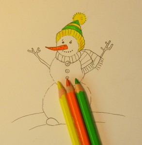 нарисовать снеговика карандашом