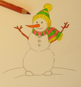 как рисовать снеговика