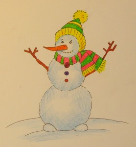 как нарисовать снеговика