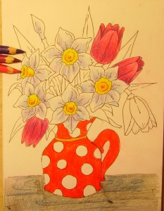 вазу с цветами рисунок