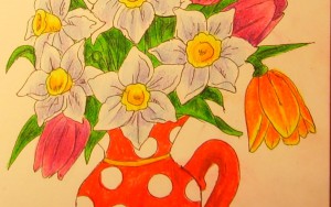 как нарисовать вазу с цветами