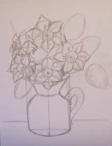 как нарисовать вазу с цветами поэтапно