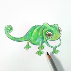 нарисовать хамелеона карандашом