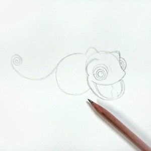как нарисовать хамелеона карандашом поэтапно
